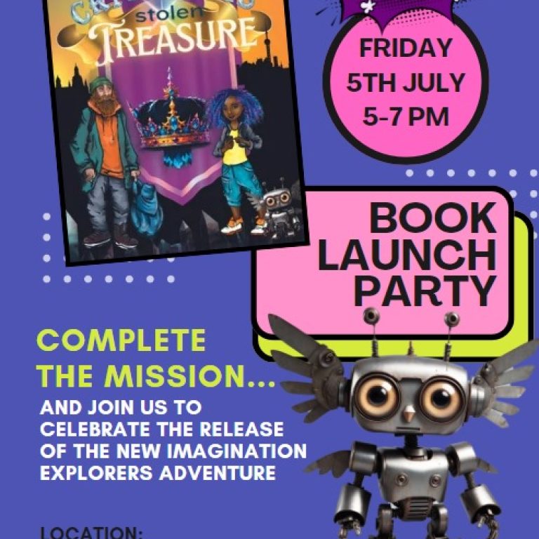 Book launch party flyer